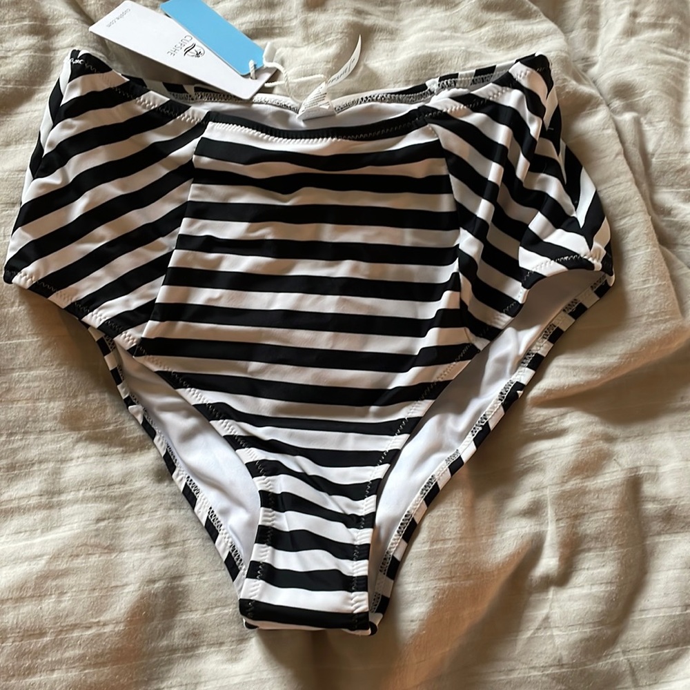 High waisted strip bikini bottom size small